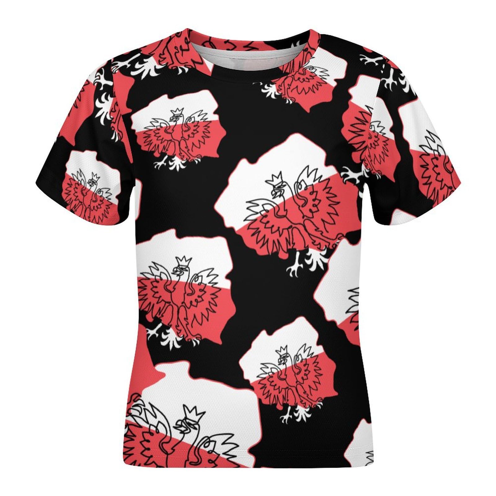 Polish Eagle Flag Funny Short Sleeve Graphic T Shirt Crew Neck Shirts Tops Basic Sports Tee Girl Boy