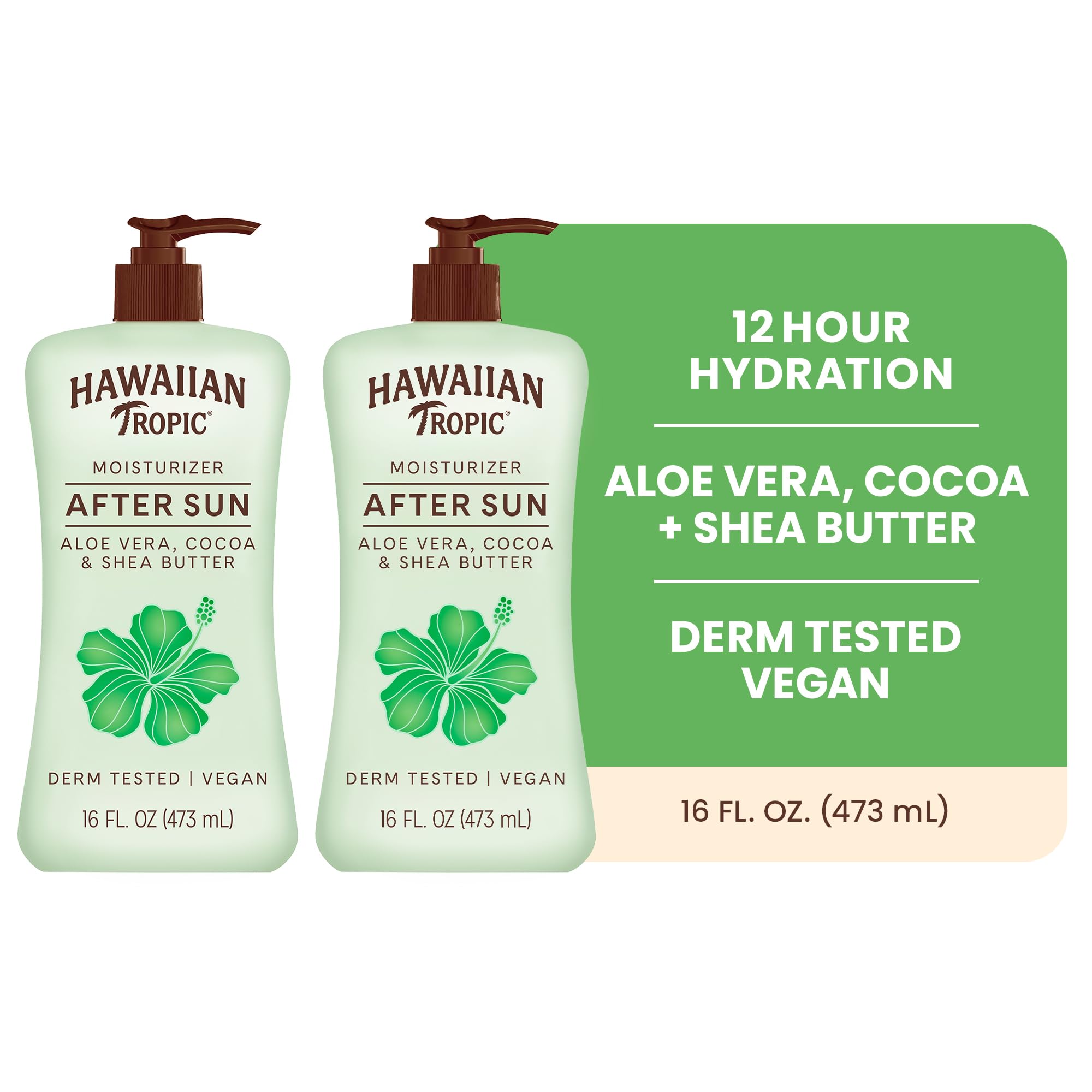 Hawaiian Tropic Lime Coolada Body Lotion and Daily Moisturizer After Sun, 16 Ounces - Pack of 2