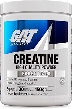 GAT SPORT CREATINE MONOHYDRATE, 5.3 oz 30 Servings | Micronized Creatine Powder for Muscle Mass, Muscle Strength & Muscle Power*