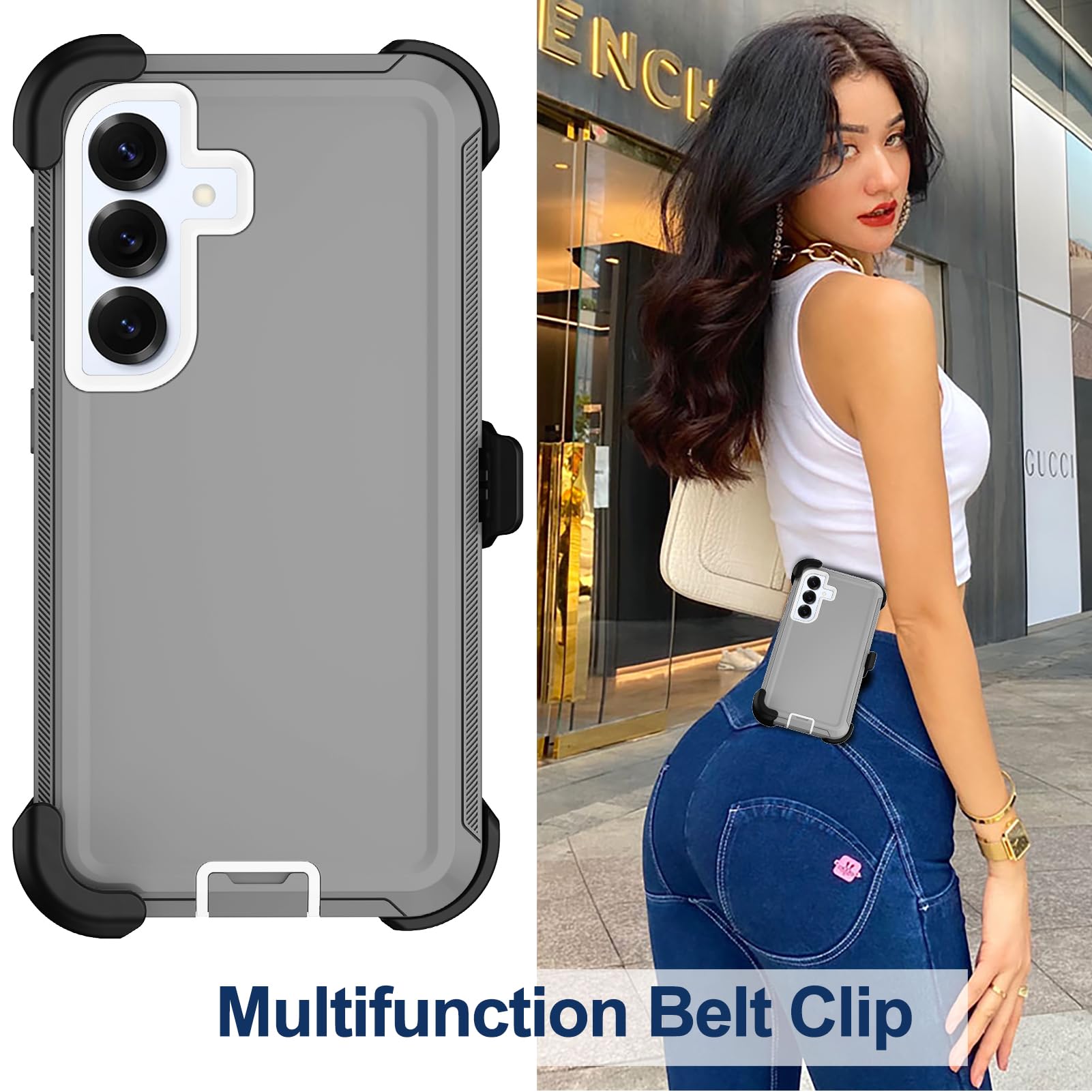 Custodia per Samsung Galaxy S25 con clip da cintura, 2 pellicole protettive per lo schermo, resistenti di grado militare, antiurto, antipolvere, robusta custodia protettiva per Samsung S25 5G
