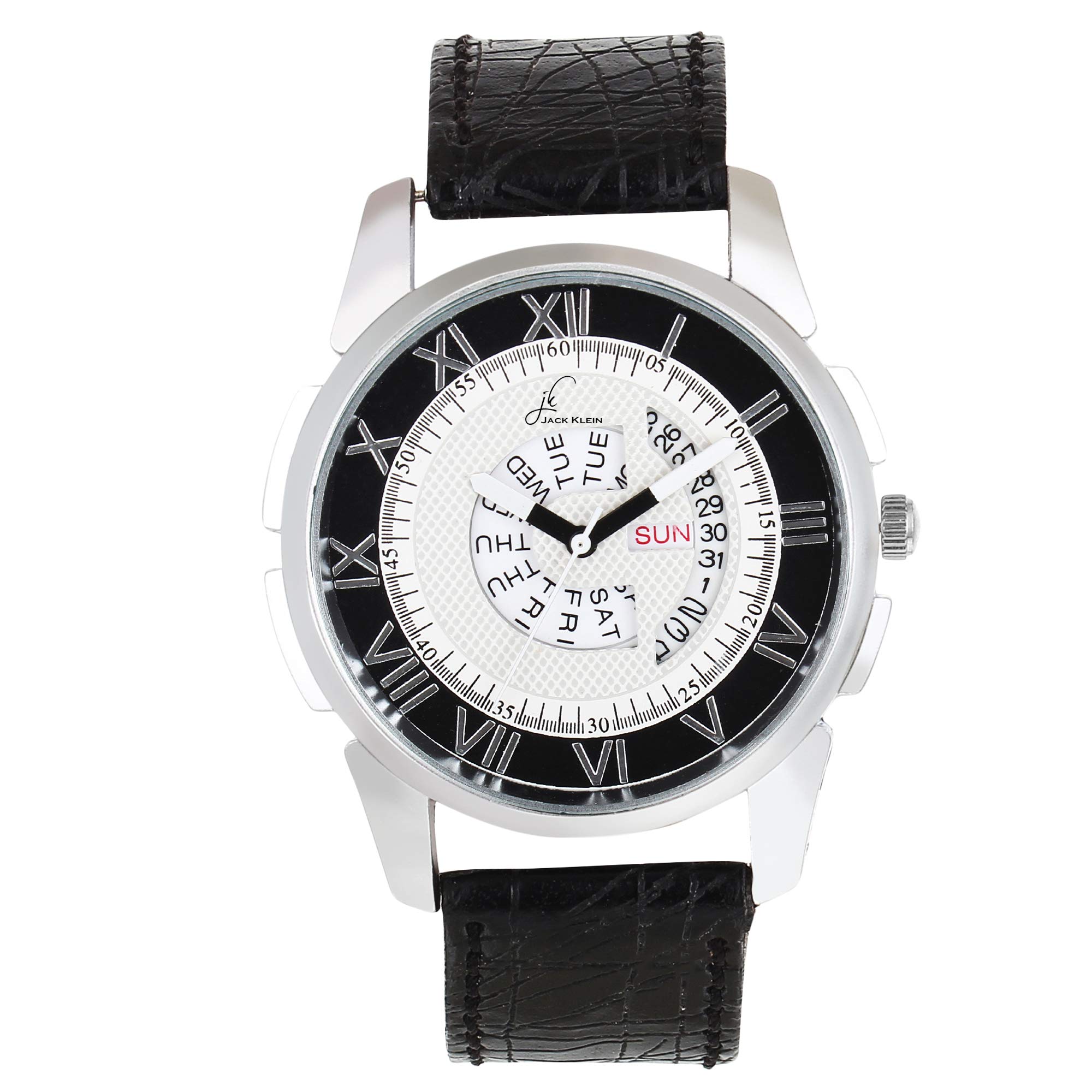 Jack Klein Classic Black Strap White Dial Day and Date Working Watch (B07MJRHT2D) Amazon Price History, Amazon Price Tracker