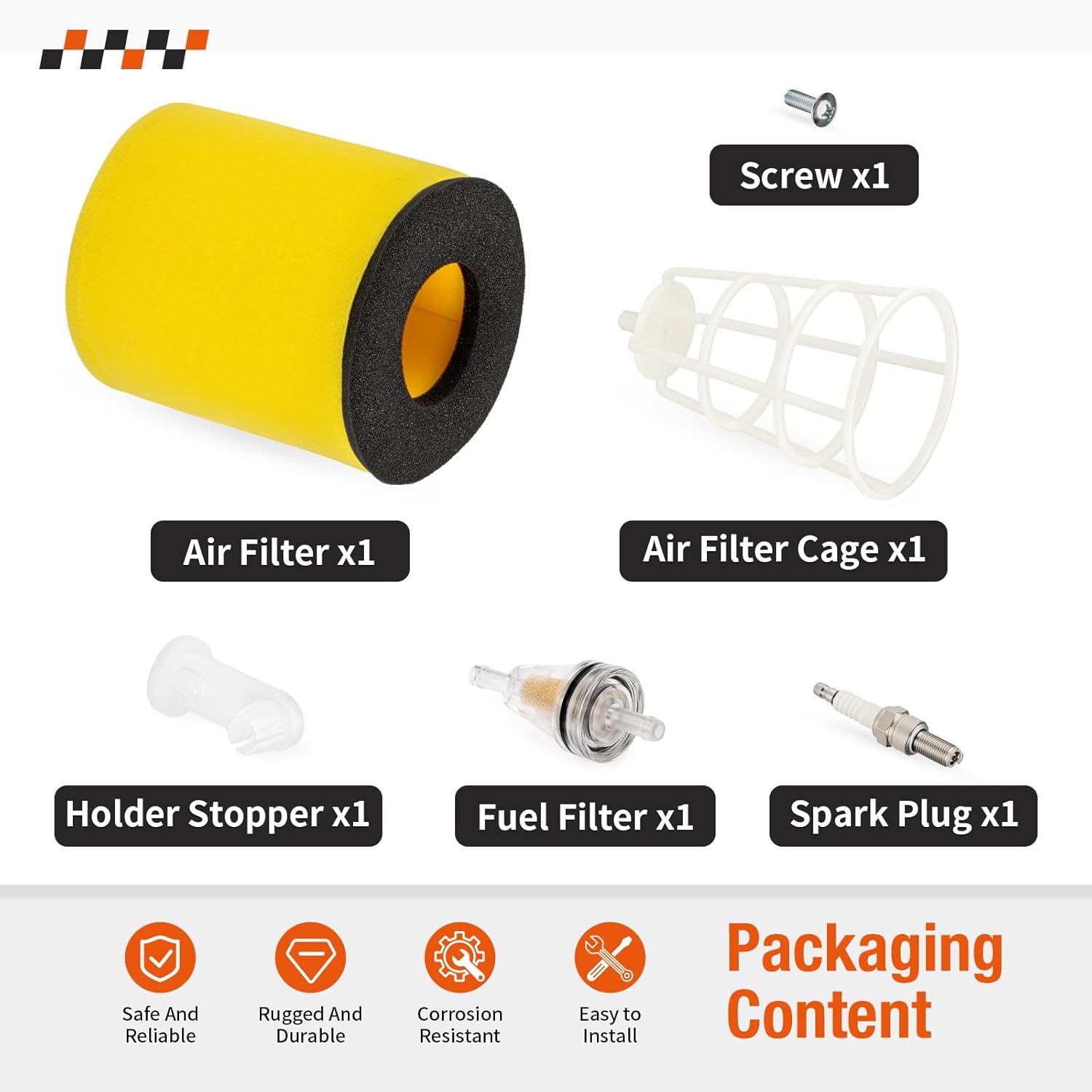 For Suzuki KingQuad Eiger Vinson 400 500 LT-A400 LT-F400 LT-A500F Air Filter + Cage Holder W/Stopper & Spark Plug 13791-03G00 2002-2024