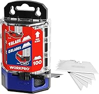 WORKPRO 100-Pack Utility Knife Blades SK5 Carbon Steel with Dispenser - Sharp, Durable Replacements for Box Cutters & DIY