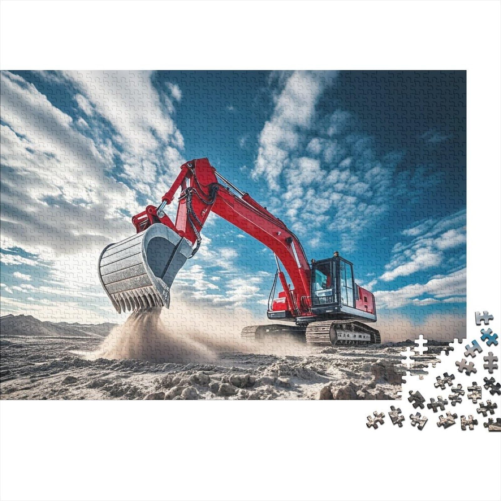 Construction Excavator Adult Jigsaws 1000 Piece Recyclable Material Work Site Puzzle for Adults Puzzle Game Props Interesting Family Game Gift for Women 38x26cm/1000pcs