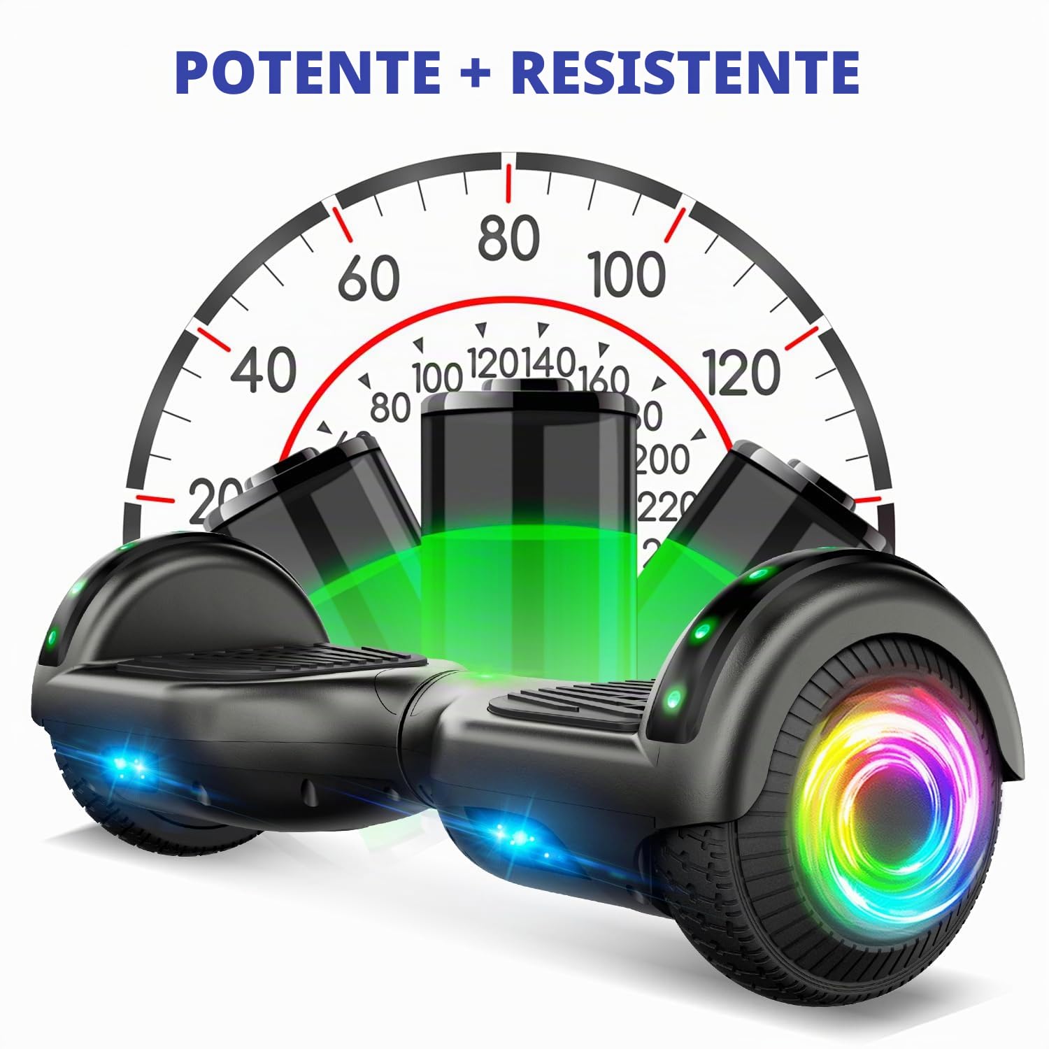 SISIGAD Offroad Hoverboard Kinder Adults mit 6,5" Reifen Leistungsstarke große Batteria Hoverboard Bluetooth-Lautsprechern LED-Licht, A02, A02-Black
