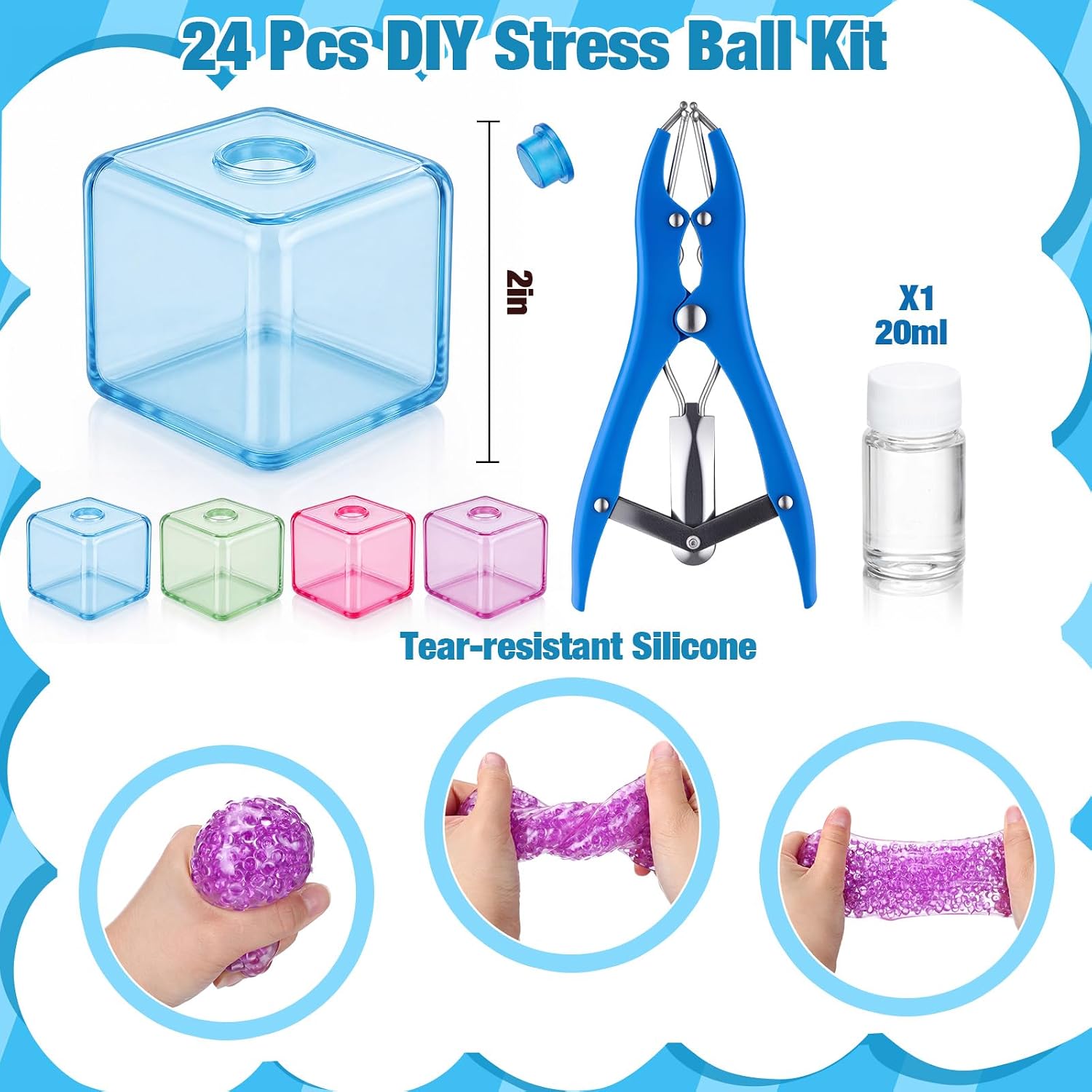 24 Pcs DIY Ball Making Kit, Blank Balls Skin, Cube image 2