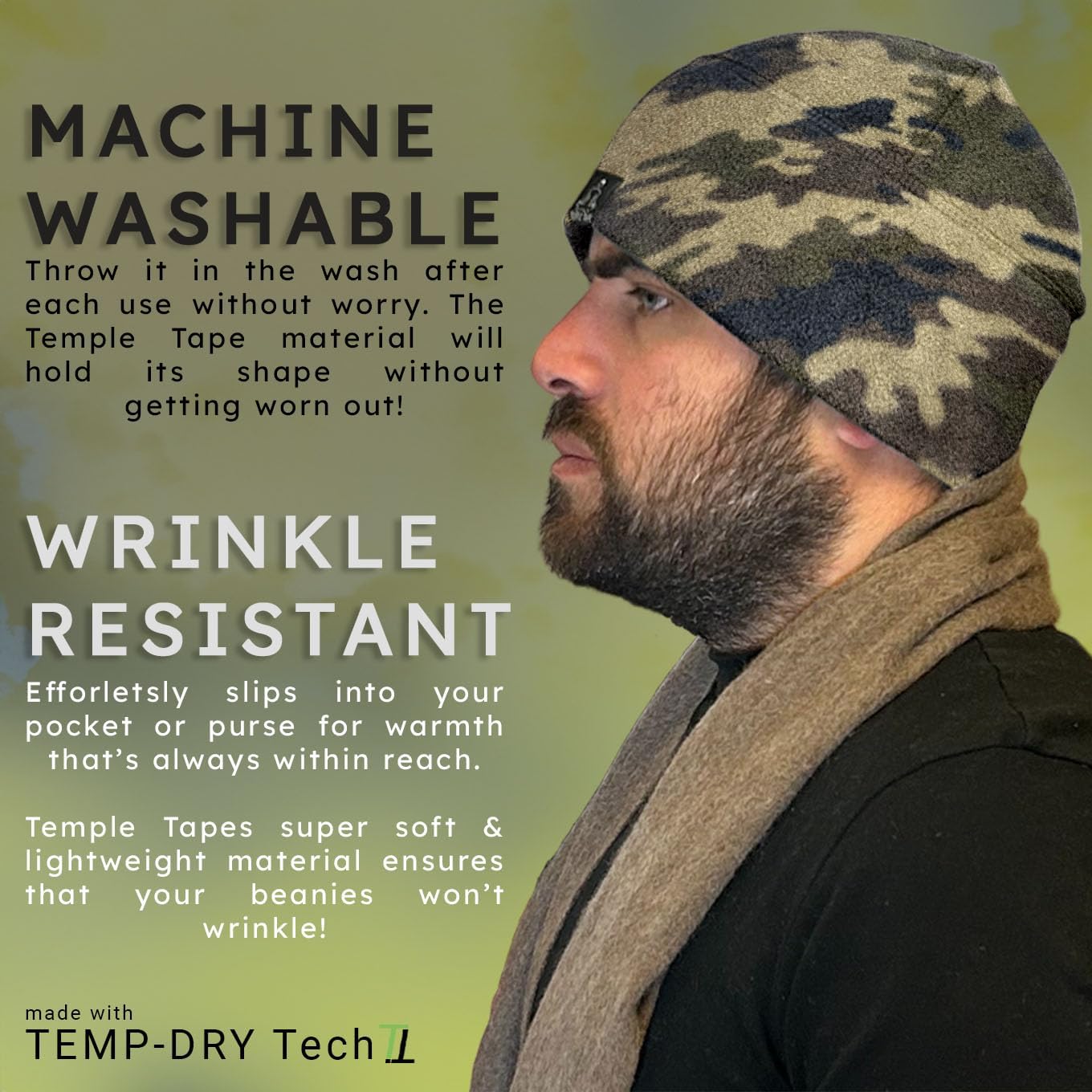 Temple Tape Tactical Fleece Watch Cap Beanie – Skull Cap Fleece Hat - Mens & Women - Image 7
