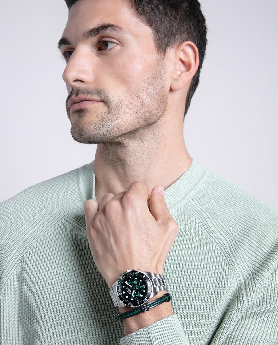 Viceroy Reloj Deportivo Hombre de Acero Inoxidable - 41 mm - Movimiento de Cuarzo - Esfera Verde - Sumergible 10 ATM - Colección Heat – 42453-77