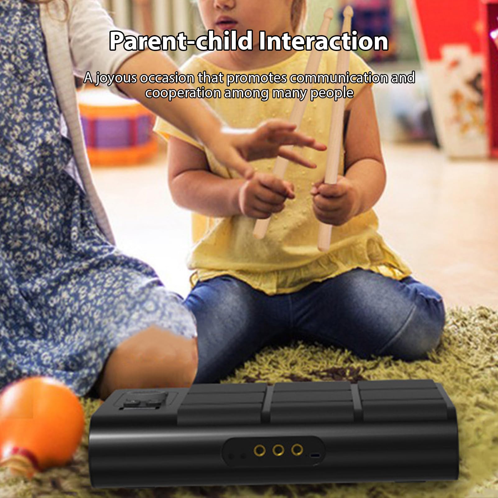 Kit de batería digital portátil de mesa electrónica, 9 almohadillas con 2 pedales, 16 sonidos de batería, sensibilidad ajustable, pantalla LCD BT MIDI, conectividad USB para práctica en casa, juego