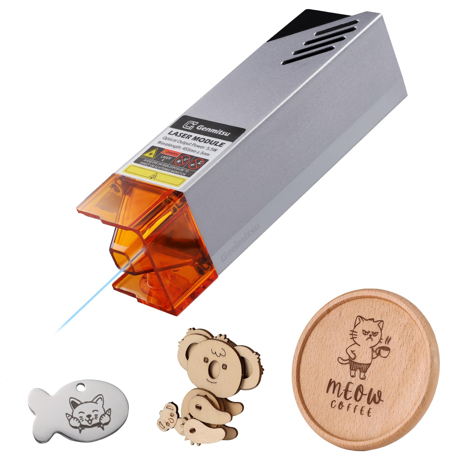 Genmitsu Laser Engraving Module 5000mW Optical Power 450nm Wavelength for Genmitsu Cubiko 3018-PRO 3018-PROVER 3018-PROVer 3018-PROVer V2 3020-PRO MAX 3020-PRO MAX V2 CNC Machines