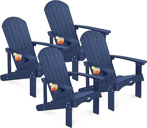 Miniatura 19 de Y&M Adirondack - Silla negra para hoguera, sillas de patio al aire libre con soporte para tazas, resistentes a la intemperie, sillas de patio