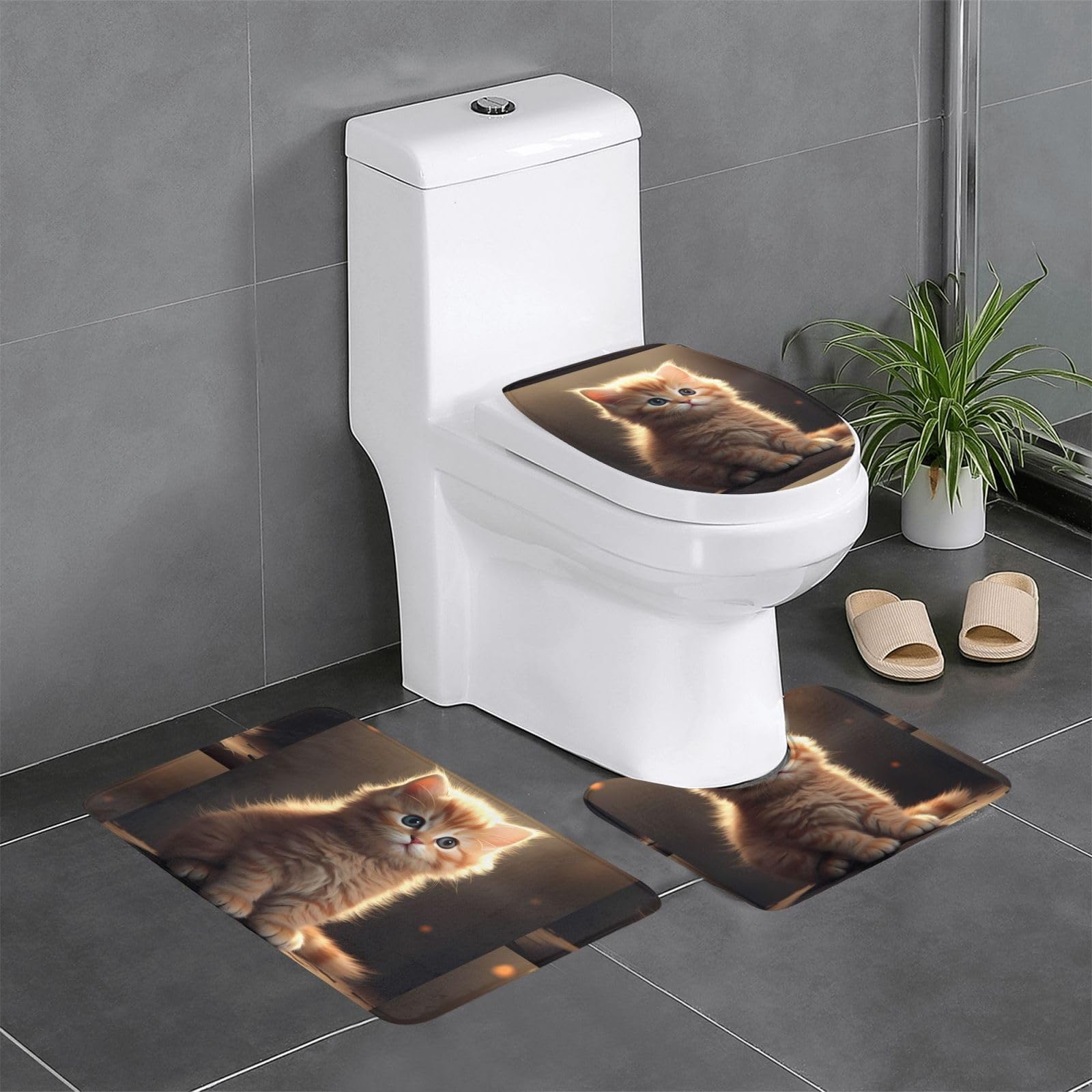 Tapis de bain chat mignon doux et absorbant idéal après la douche familiale