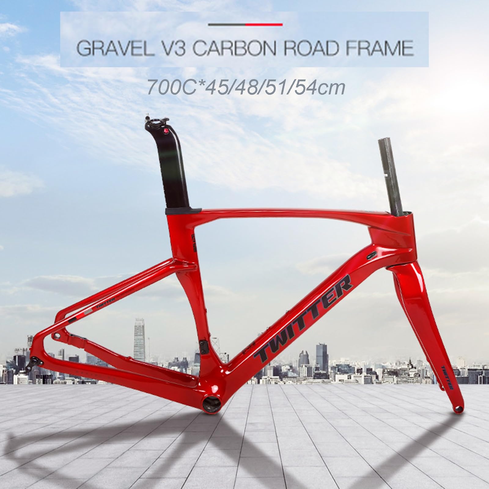 MirOdo 700C Road Bike Frame with Fork 45/48/51/54cm Carbon Fiber Disc Brake Bike Frameset Thru Axle F12*100mm R12*142mm BB-86 * 46mm XC Race Frameset Internal Routing(Color:Dark Gray,Size:51cm)