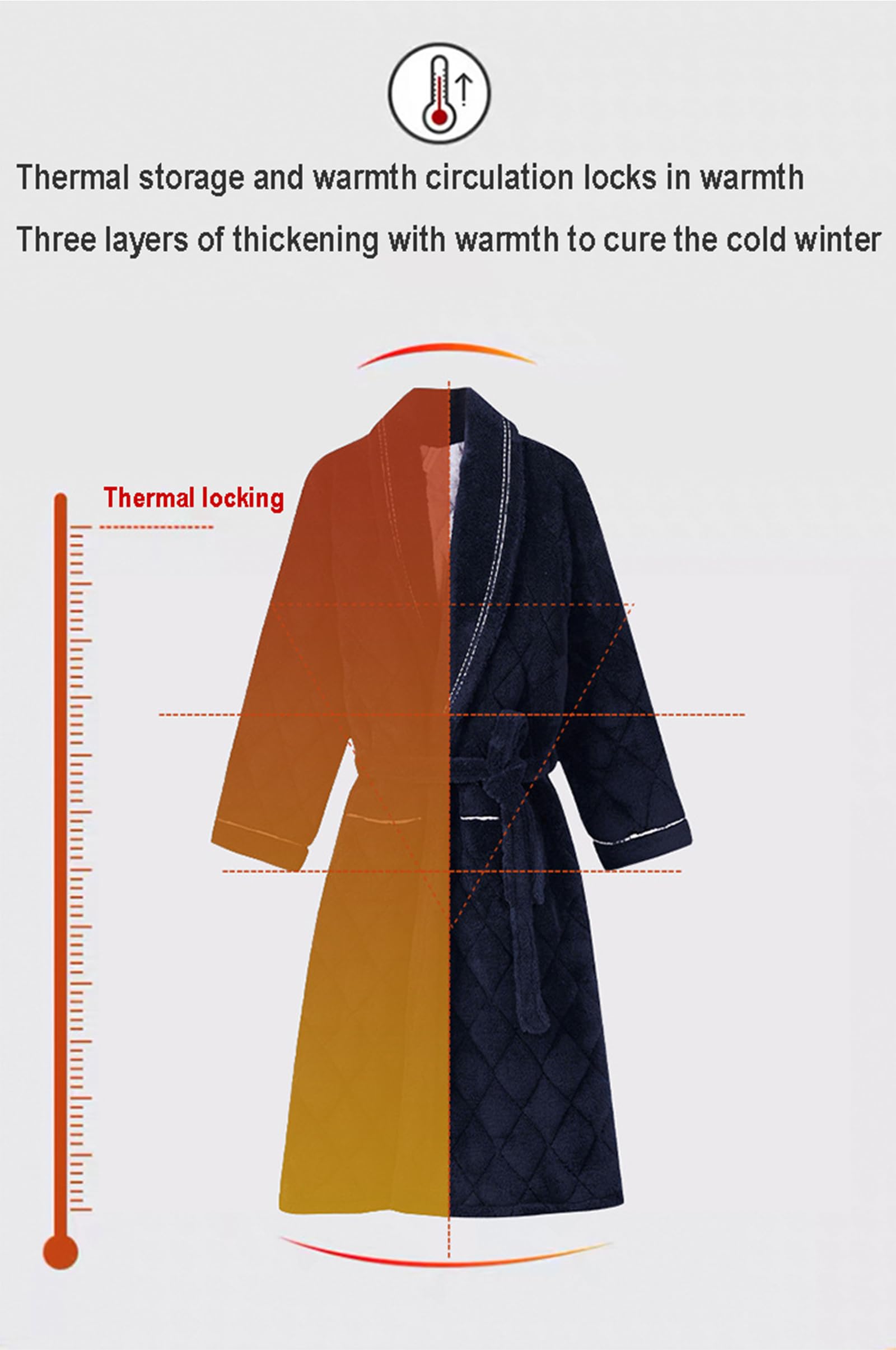 Bademantel für Herren, Herren-Fleecebademantel mit Taschen, Marineblau, Größen L bis 3XL