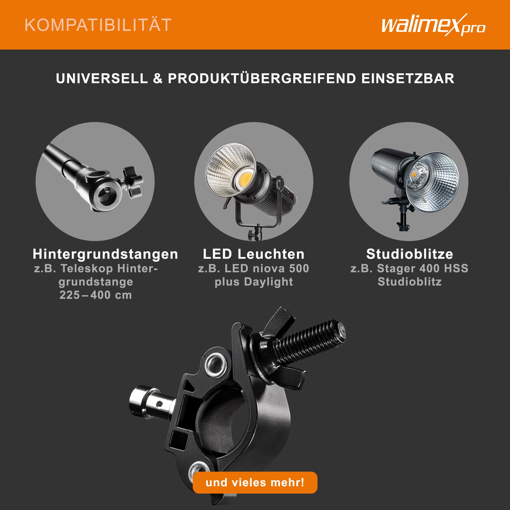walimex Pince avec spigot Ø28mm-35 mm