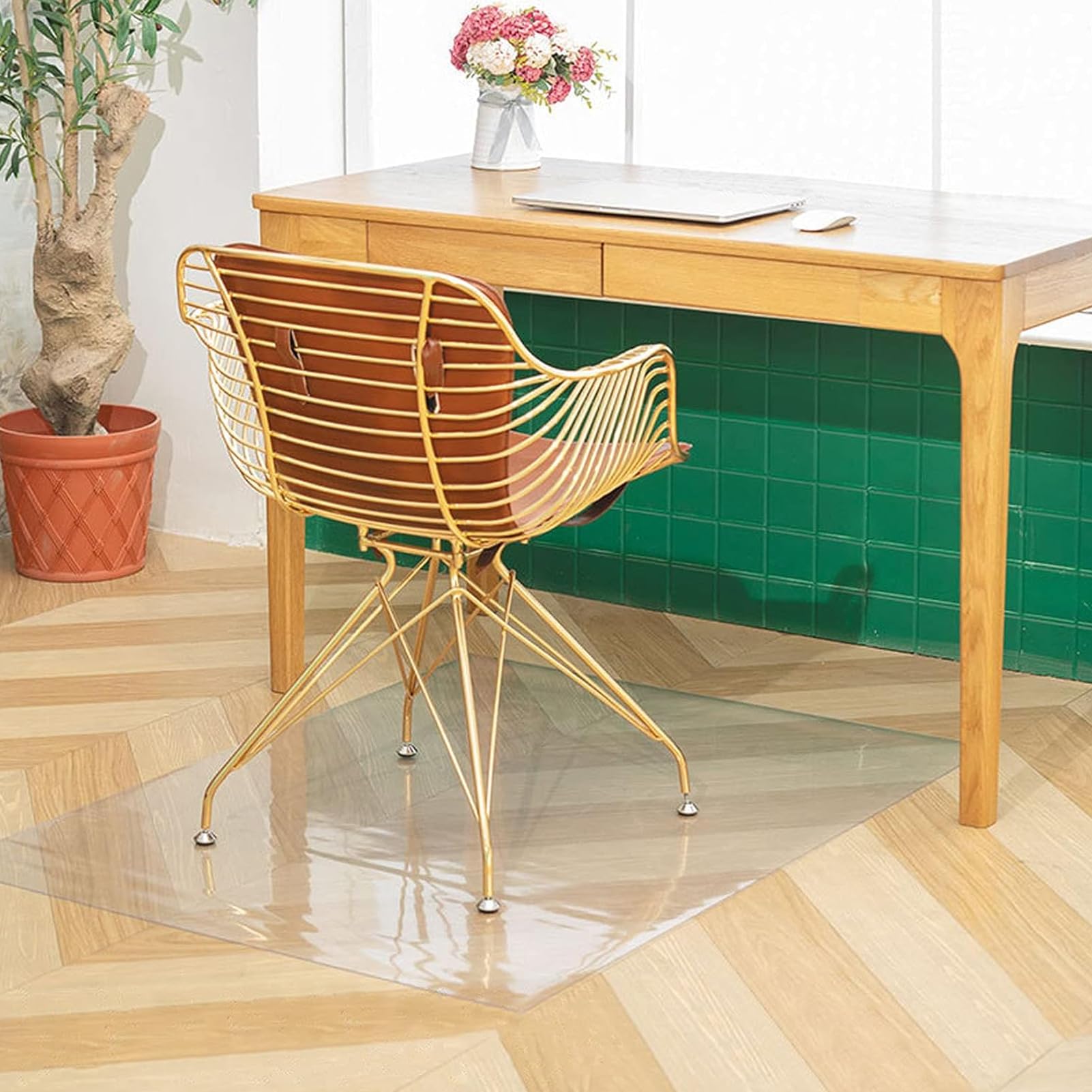 Alfombrilla de PVC transparente para suelos duros, impermeable, resistente al desgaste, fácil de limpiar, 2 mm de grosor, 90 x 130 cm, protección del suelo para el hogar y la oficina