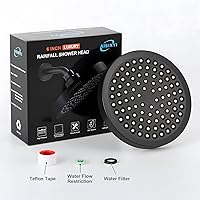 Vista 5 de High Pressure Rainfall Shower Head, 6 Inches Luxury Modern Showerhead with Perfect Adjustable Replacement, Removable Restrictor, Easy Installation