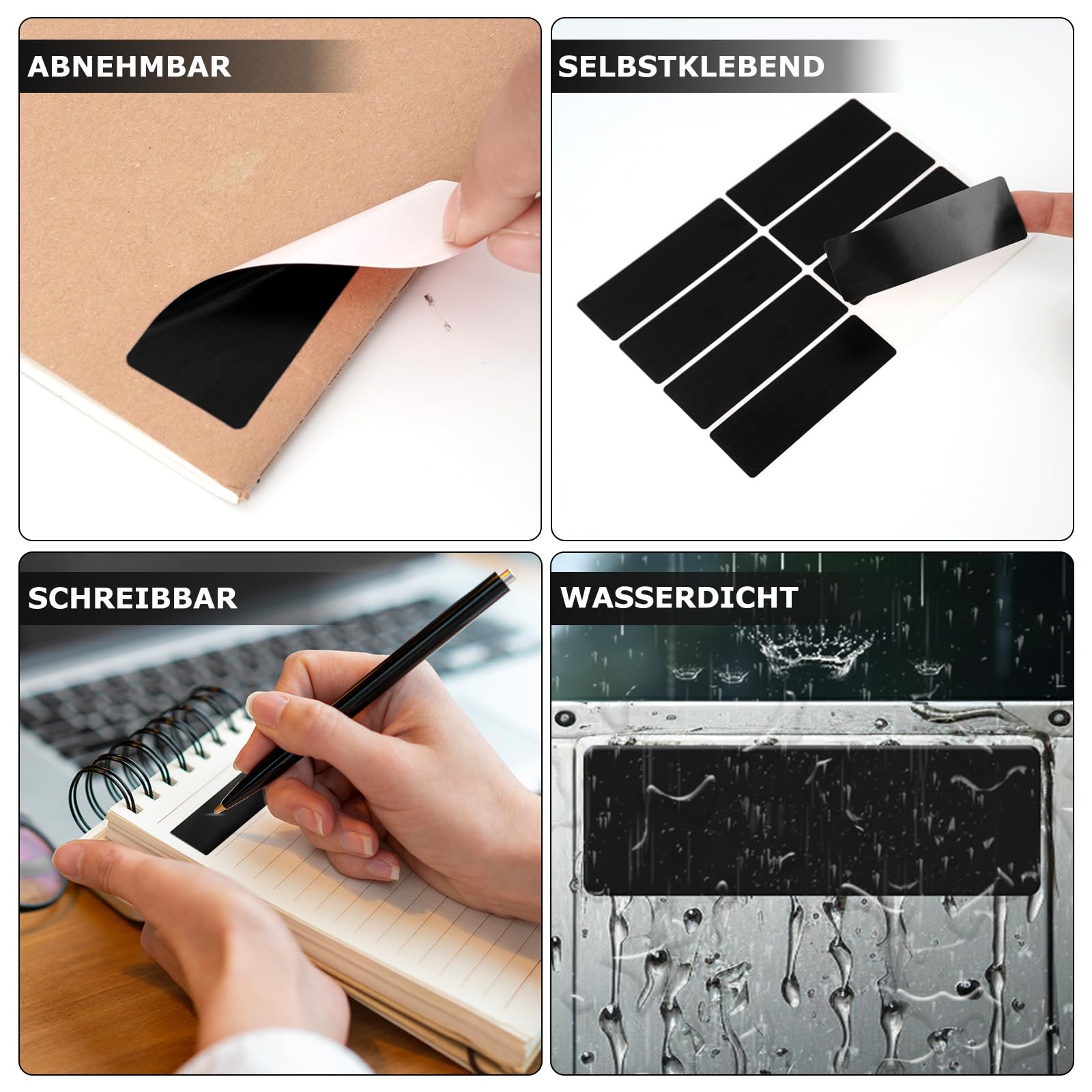 Etichette Adesive Nere 75x25 Mm - 160 Pezzi, Impermeabili, Scrivibili, Per Marmellate E Indirizzi - Foto 4