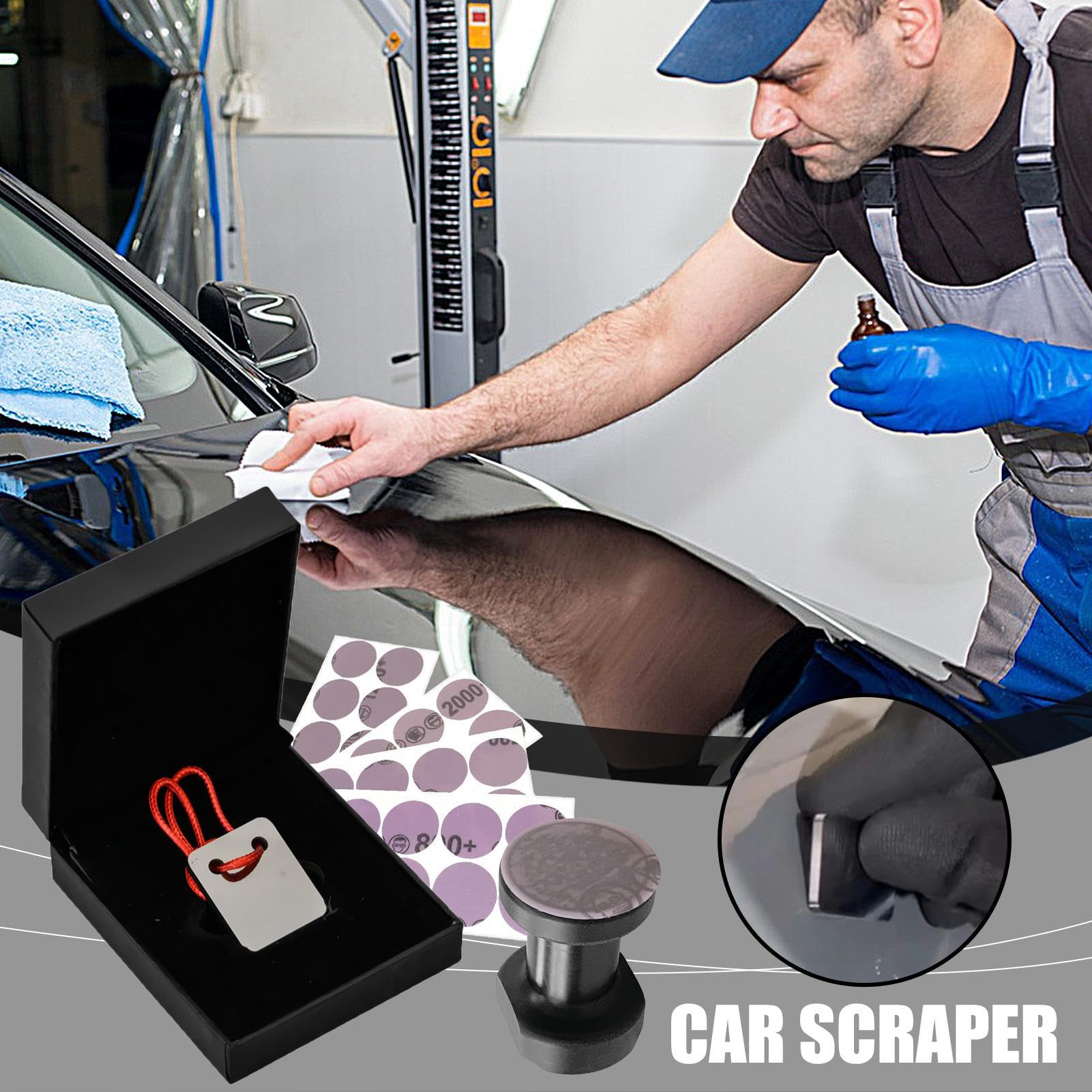 Raschietto Riparazione Vernice Auto Forniture Rimozione Macchie Veicolo | Lima per Riparare Vernice Auto Danneggiata per Detailing, Autisti, Meccanici, Restauratori, Hobby e Uso in Garage e