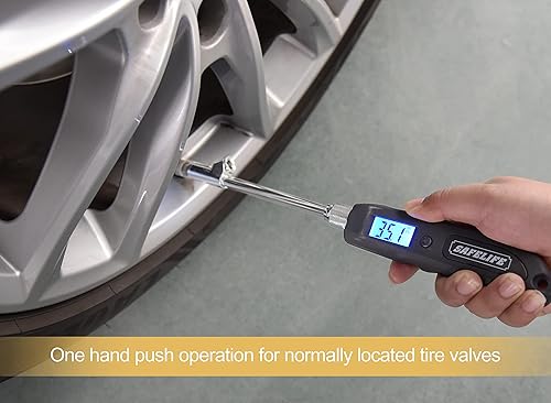 Miniatura 5 de SAFELIFE Medidor digital de presión de neumáticos, resistente doble cabezal hecho de acero inoxidable giratorio de presión de neumáticos para camión