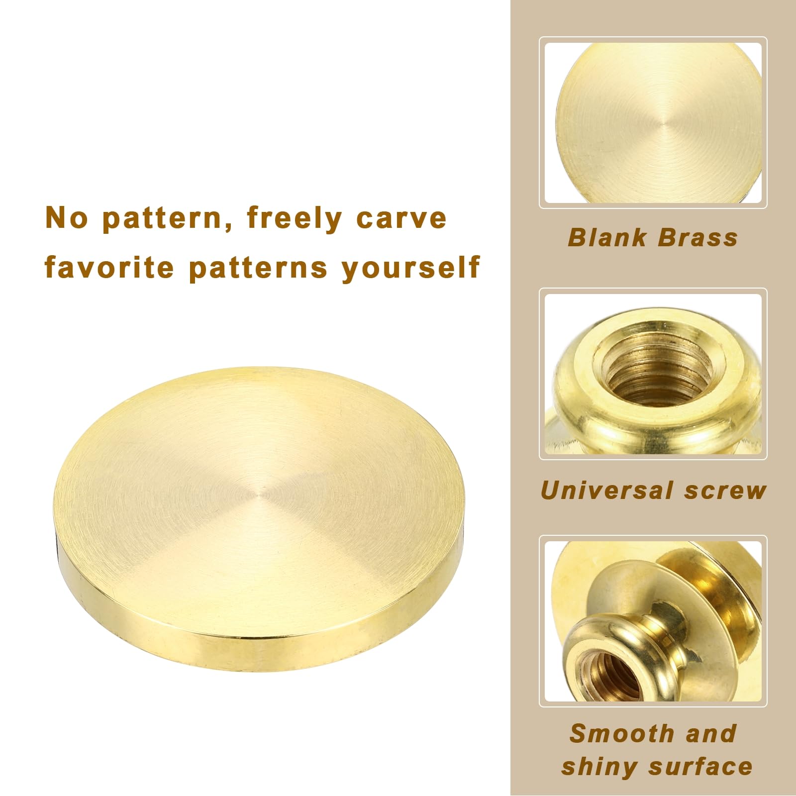 PATIKIL 40mm Blank Wax Seal Stamp, 3 Pack Round Sealing Wax Stamp Vintage Retro Brass Head for Envelope Invitation Cards - Image 4