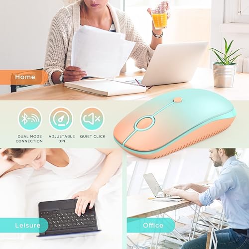 Miniatura 7 de seenda Mouse Bluetooth  Modo dual (Bluetooth 4.0 + 2.4 GHz) Mouse con receptor USB, mouse inalámbrico delgado portátil multidispositivo para iPad,