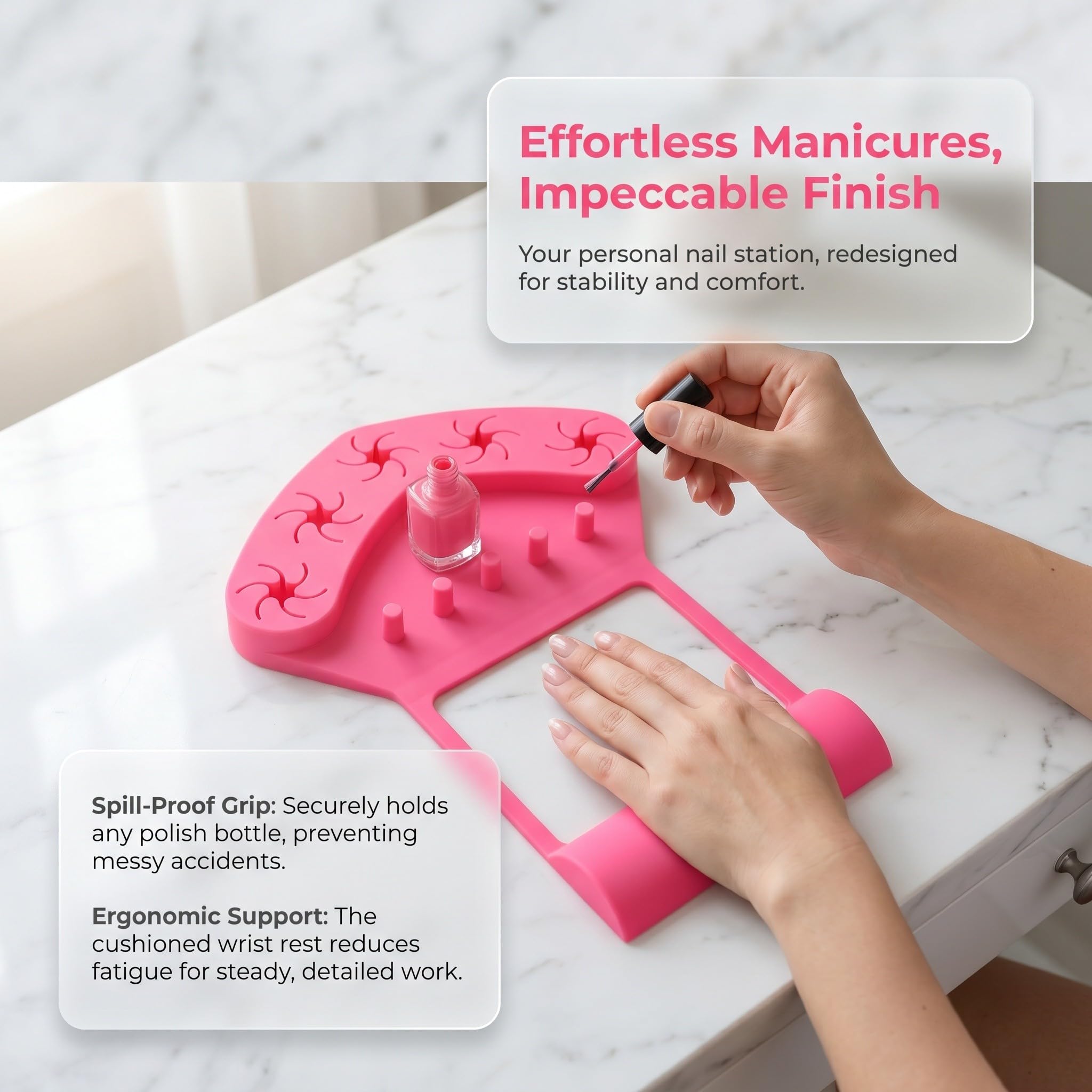 IMIKEYA Soporte para Esmalte de Uñas Diseño Vertical Curvado de Silicona con 5 Ranuras Antideslizante y Organizador de Herramientas para Manicura sin Derrames