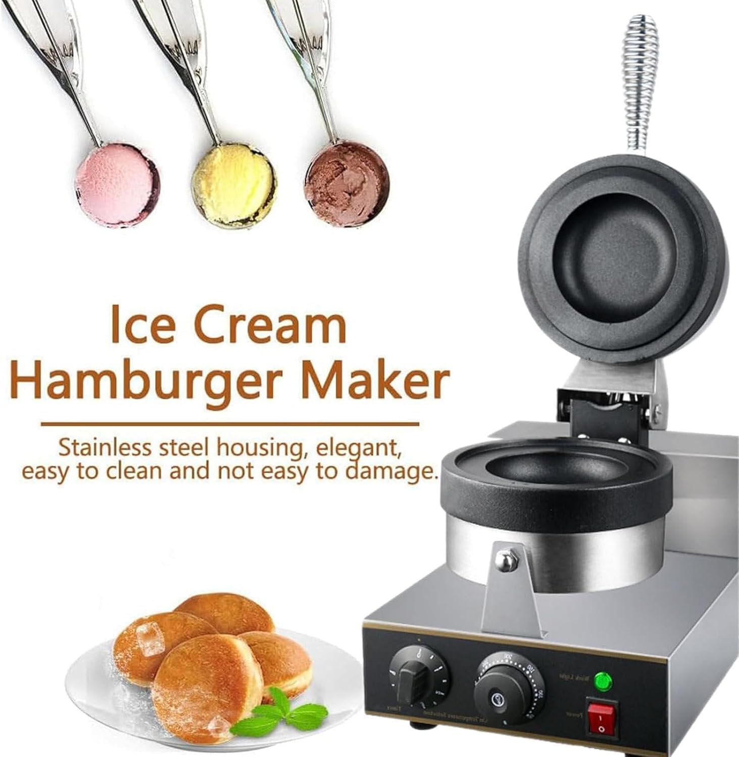 B,Panini Press Machine,Electric Burger Non-Stick Pans Hamburger Panini Press Baking Machine Sandwich Burger Press Breakfast