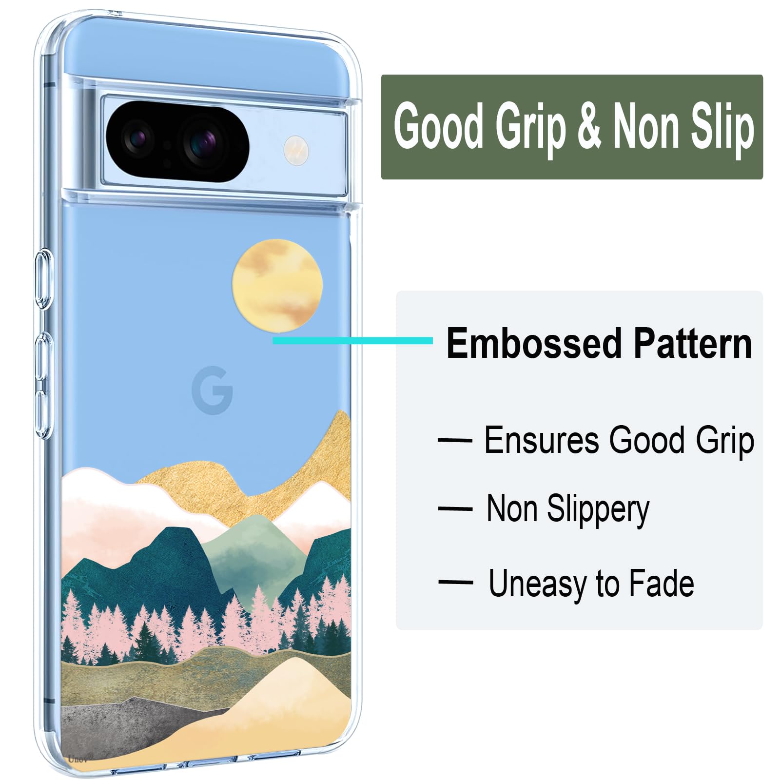 Unov Compatible With Pixel 6a Case Clear With Design Soft TPU Shock