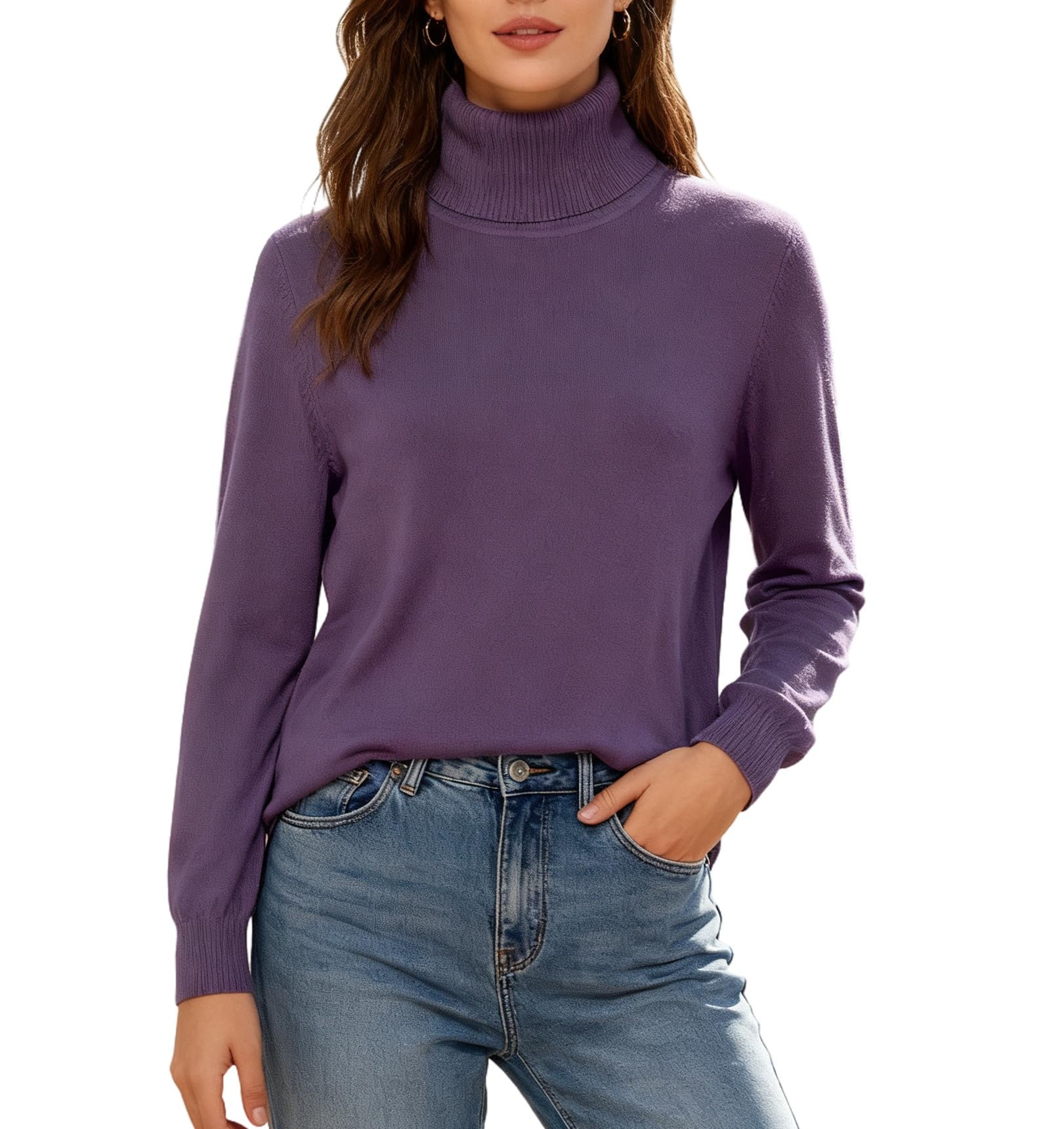 DAIMIDY Turtleneck Sweaters for Women Long Sleeve Knit Pullover Sweater Top Fall Winter Fashion Outfits