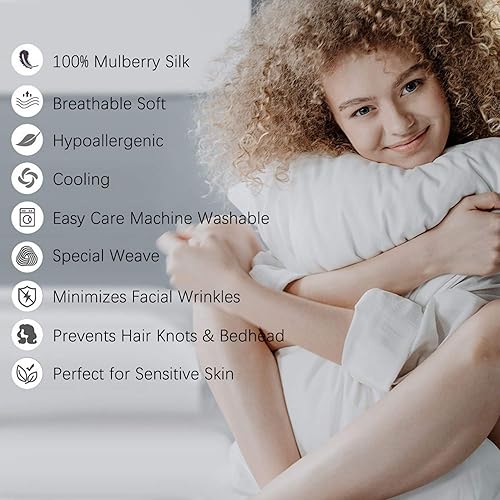 Miniatura 5 de Vernia juego de 2fundas de almohada de seda natural para el cabello y la piel, ambos lados de 19momme y 600hilos con cremallera oculta