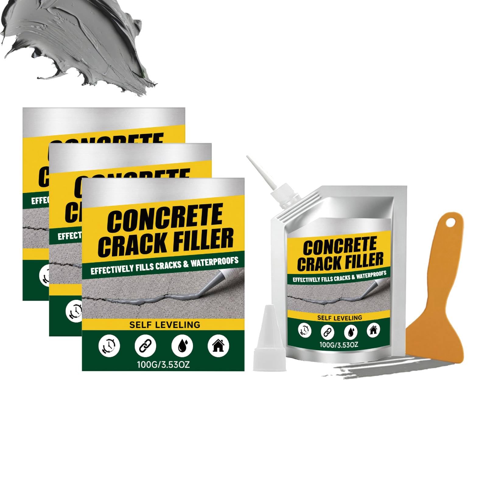 Concrete Crack Filler, Cement Filler & Brick Repair Filler (3Pc)