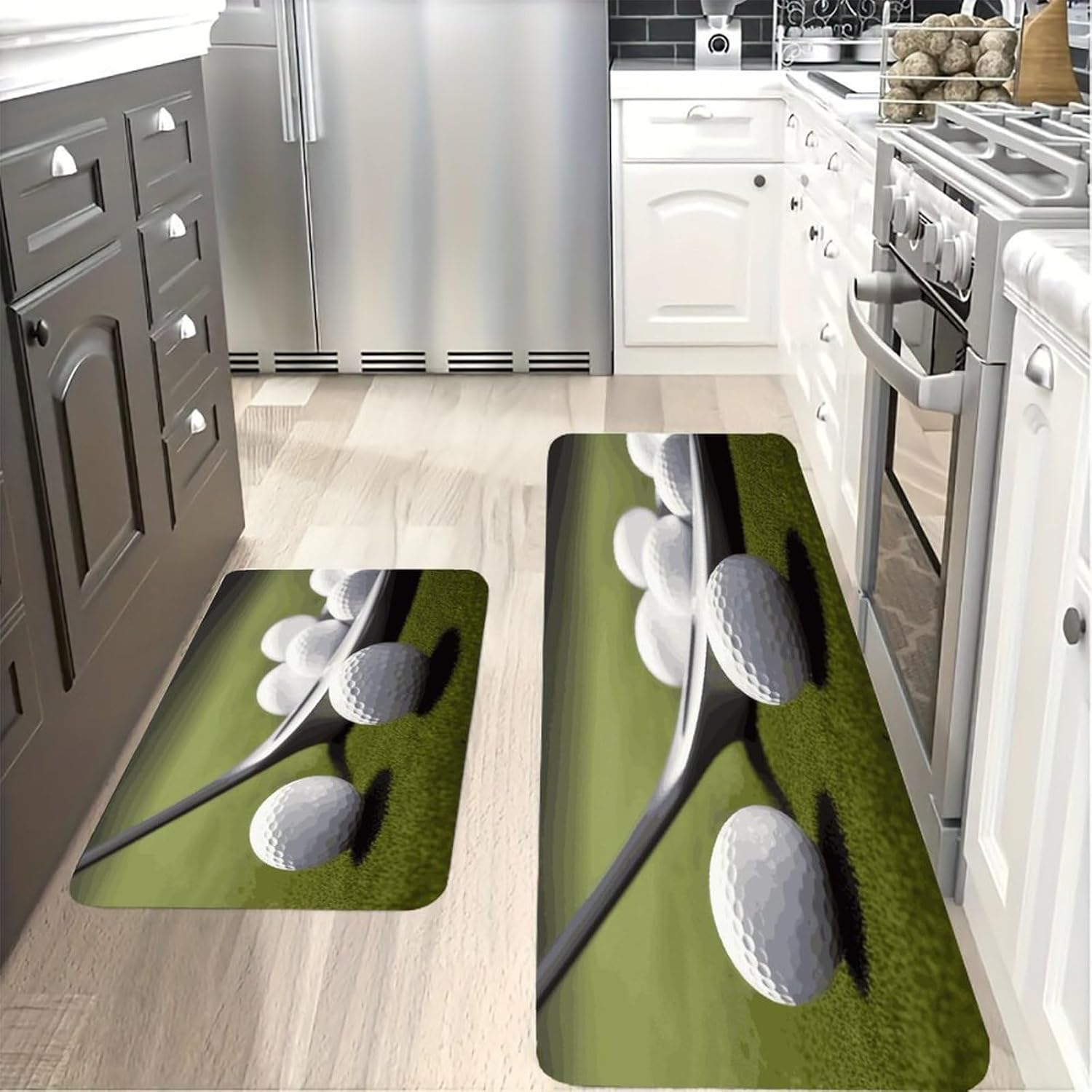 Golf Kitchen Mats with 2PCS Non-Slip Washable,Kitchen Rug Heavy Duty Durable, Floor Mats for Kitchen,Office,Sink,Laundry