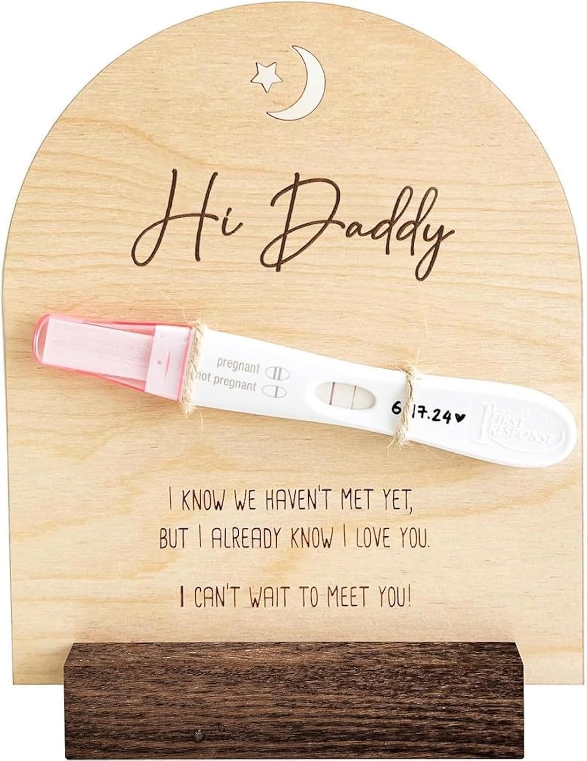 Pregnancy Announcement for Dad, Hi Daddy Wooden Sign Pregnancy Test Keepsake, Baby Surprise Reveal to Husband, Daddy to Be Gift for Pregnancy Announcement Ideas - Image 5