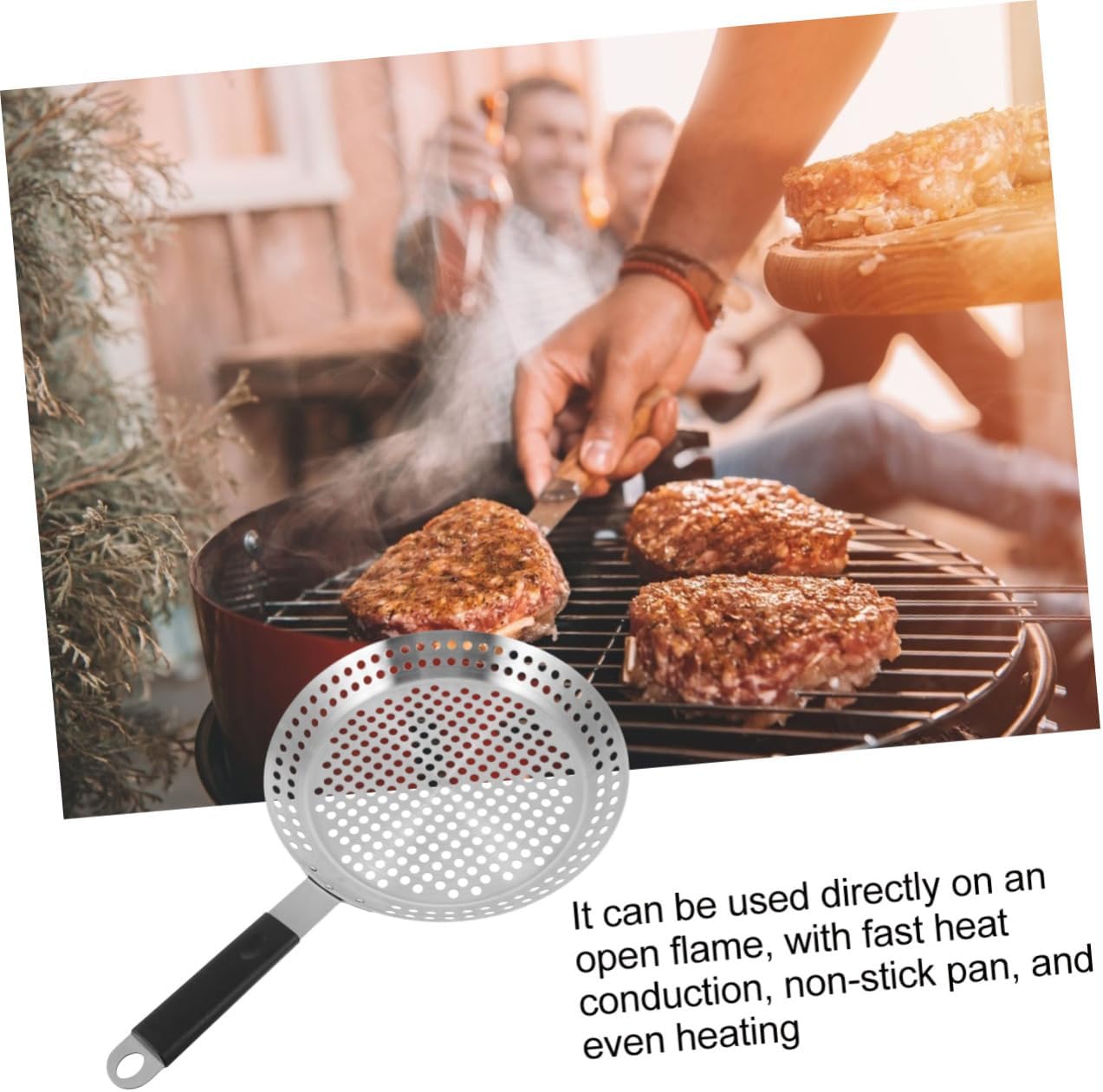 Stainless Steel Barbecue Plate Non Stick Outdoor Grill Pan with Even Heat Distribution for Portable Burners and Practical Meat Grilling