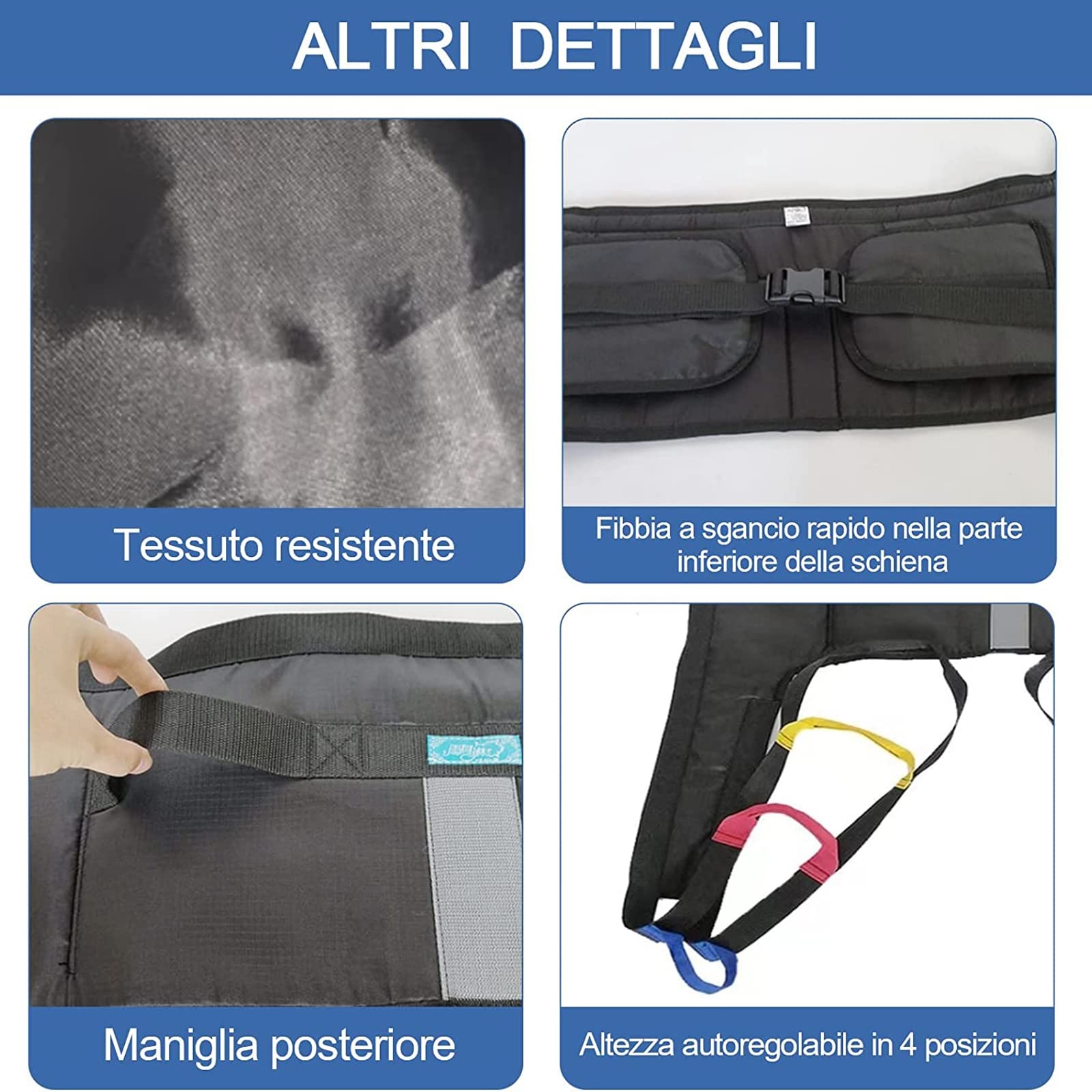 Imbracature per Sollevamento pazienti Imbracatura per trasferimento per Anziani, Amaca per trasferimento da Bagno, Imbracatura per Toilette Nera per Anziani, Ausili per la Riabilitazione