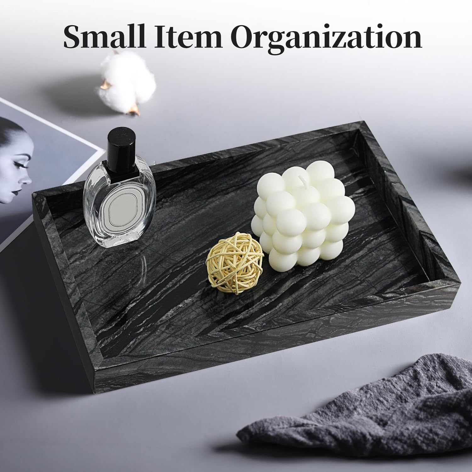 Natural Marble Tray for Bathroom, Genuine Ancient Wood Grain Marble Vanity Tray, Luxury Stone Trays for Dresser, Home Decor, Kitchen, Non-Resin/Non-Ceramic, 12"x 8", Ancient Wood Grain - Image 5