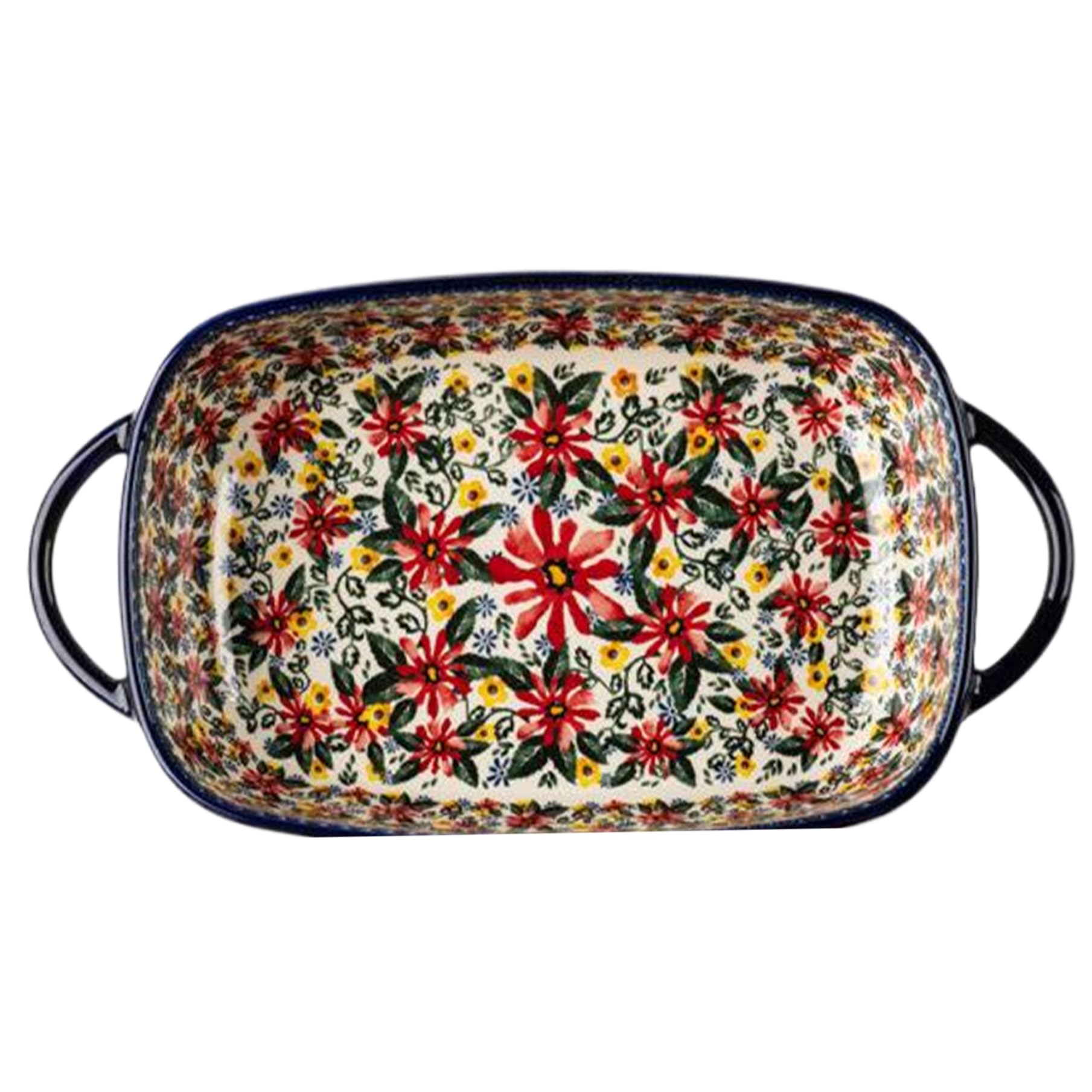 Teglia da forno, pirofila in ceramica resistente al calore da 1900 ml con doppi manici, lasagne rettangolari con stampa margherite, pirofile lavabili antiscivolo per la cucina del forno, Figürchen
