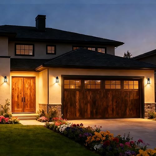 Miniatura 2 de Farol de pared para exteriores del atardecer al amanecer, paquete de 2 lámparas de pared negras para montaje en pared, aplique de pared al aire