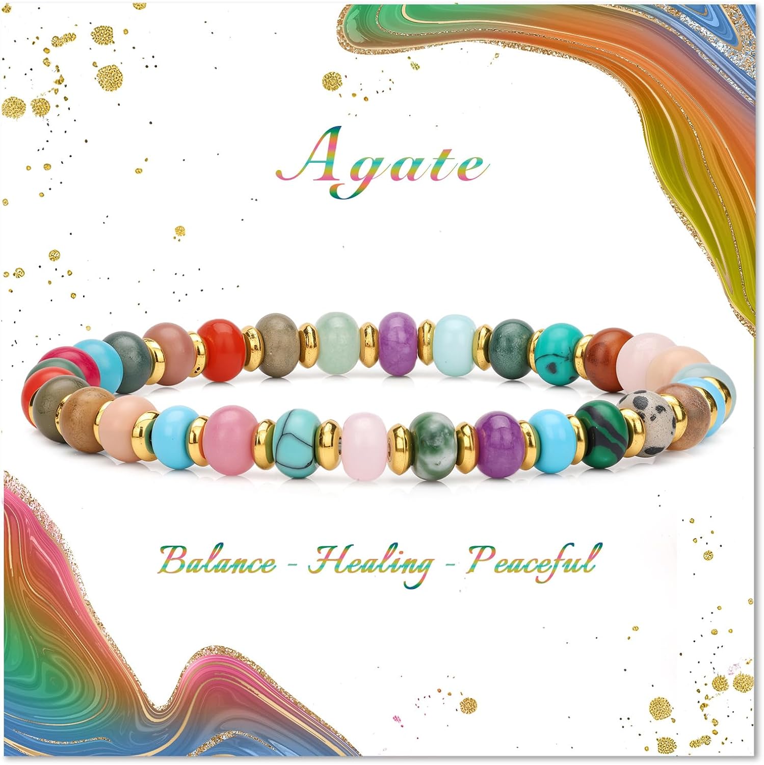 4 * 6mm Gemstone Rondelle Bead Bracelets for Women Healing Crystal Stone Beads Bracelet Handmade Beaded Spiritual Jewelry Gifts