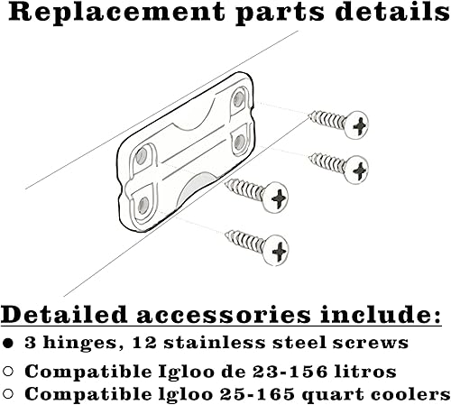 Miniatura 3 de Bisagras de repuesto para hieleras Igloo, piezas de bisagras de repuesto para refrigerador, piezas de bisagras de alta dureza, para piezas de