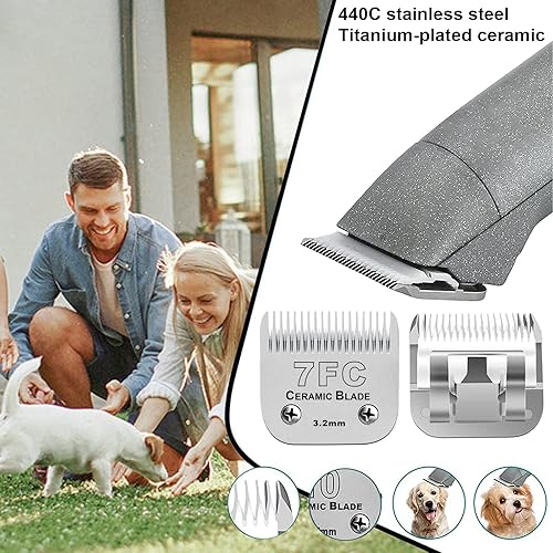Miniatura 2 de Paquete de 3 cuchillas 7FC para el aseo de perros, compatible con andis Pet ClipperOster A5Wahl KM Series Dog Clipper, hoja de cerámica y hoja de