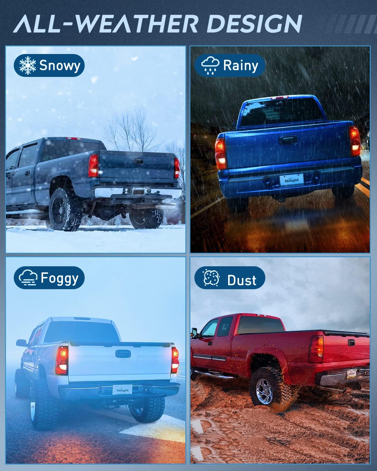 Nilight Taillight Assembly Compatible with 2003 2004 2005 2006 Chevy Silverado 1500 1500HD 2500 2500HD 3500 2007 Chevrolet Classic OE Style Taillight Rear Lamp Driver and Passenger Side w/Bulbs