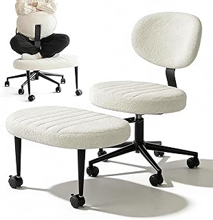 Criss Cross Office Chair - ADHD Cross Legged Chair with Wheels - Adjustable Height Ergonomic Kneeling Desk Chairs for Meditation Yoga Home Office with Backrest