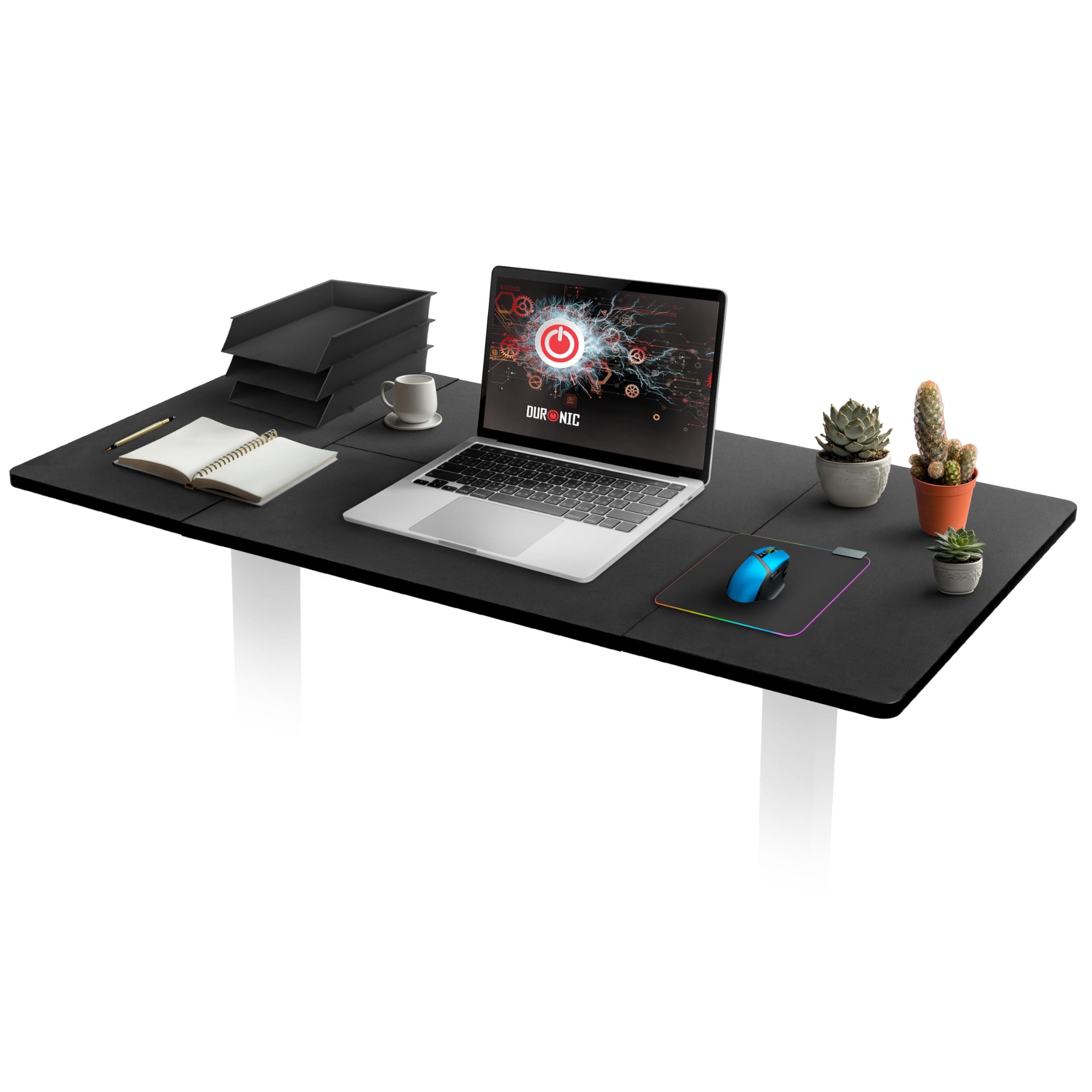Duronic TT160 BK Tablero de Escritorio sin Patas | 160 x 60 x 1,9 cm | Tablero de Mesa para Escritorio en casa, Home Office u Oficina | Ideal para Puesto de Trabajo Regulable en Altura | Color Negro