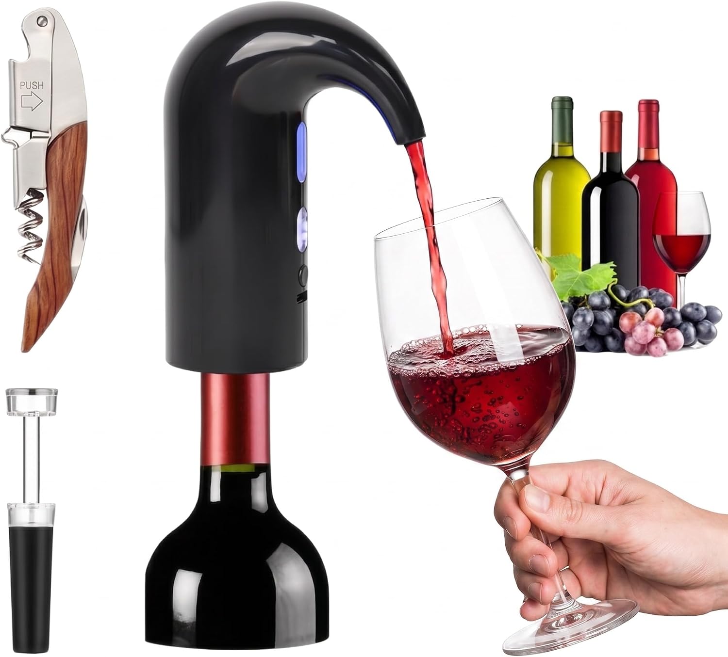Electric Wine Aerator, Wine Decanter Pump Dispenser Gifts Set,Automatic Wine Aerator Pourer Spout. Wine Dispenser Pump Wine Accessories, Perfect Dad Gifts