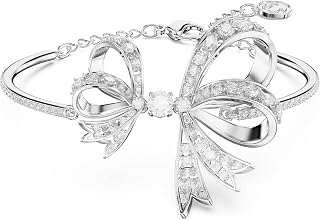 Volta Necklace, Earrings, and Bracelets Jewelry Collection, Bow-Inspired Clear Crystals with Rhodium Finish