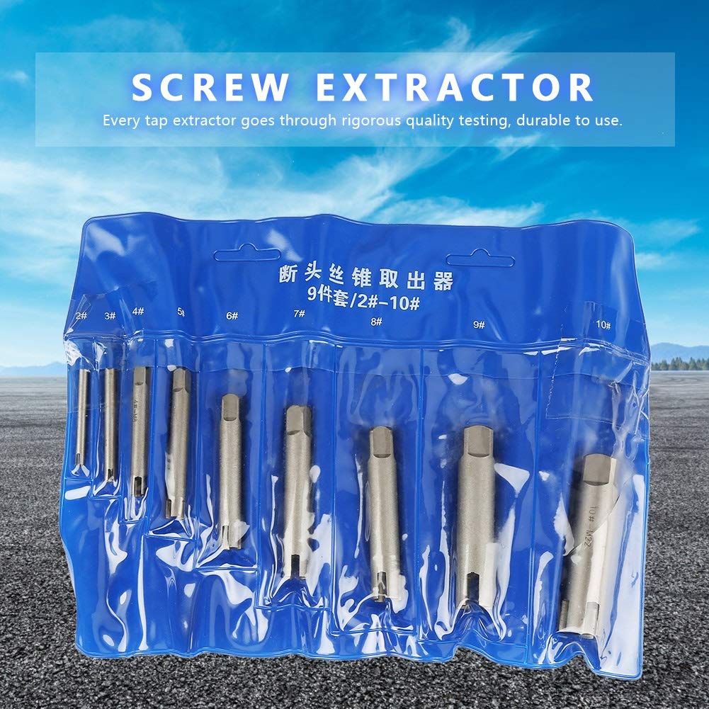 Screw Extractor- 9Pcs Tap Extractor Set Screw Extractor Steel Broken Head Taps Remover Stripped Screw Tap Extractor Set - Image 2