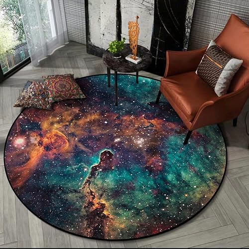 Space Rug, Round Rugs 39 Inch Cloud Galaxy Star Moon