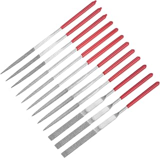 12pcs Mini Diamond Needle File Set 120 Grits Small Metal Files Round Flat Triangular Square File Hand Tools for Glass Wood Stone